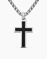 Exotic Stone Cross in Sterling Silver with Black Onyx, 23mm